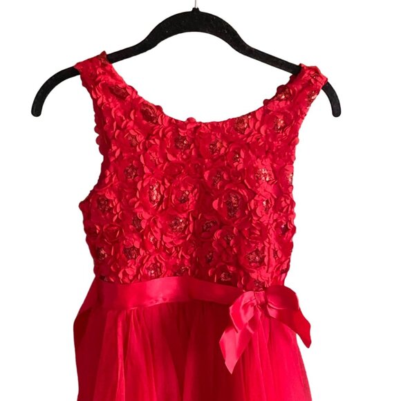 Zunie Girls Christmas Style Sequin Tulle Dress-Red-Size 12-GUC - Picture 2 of 10